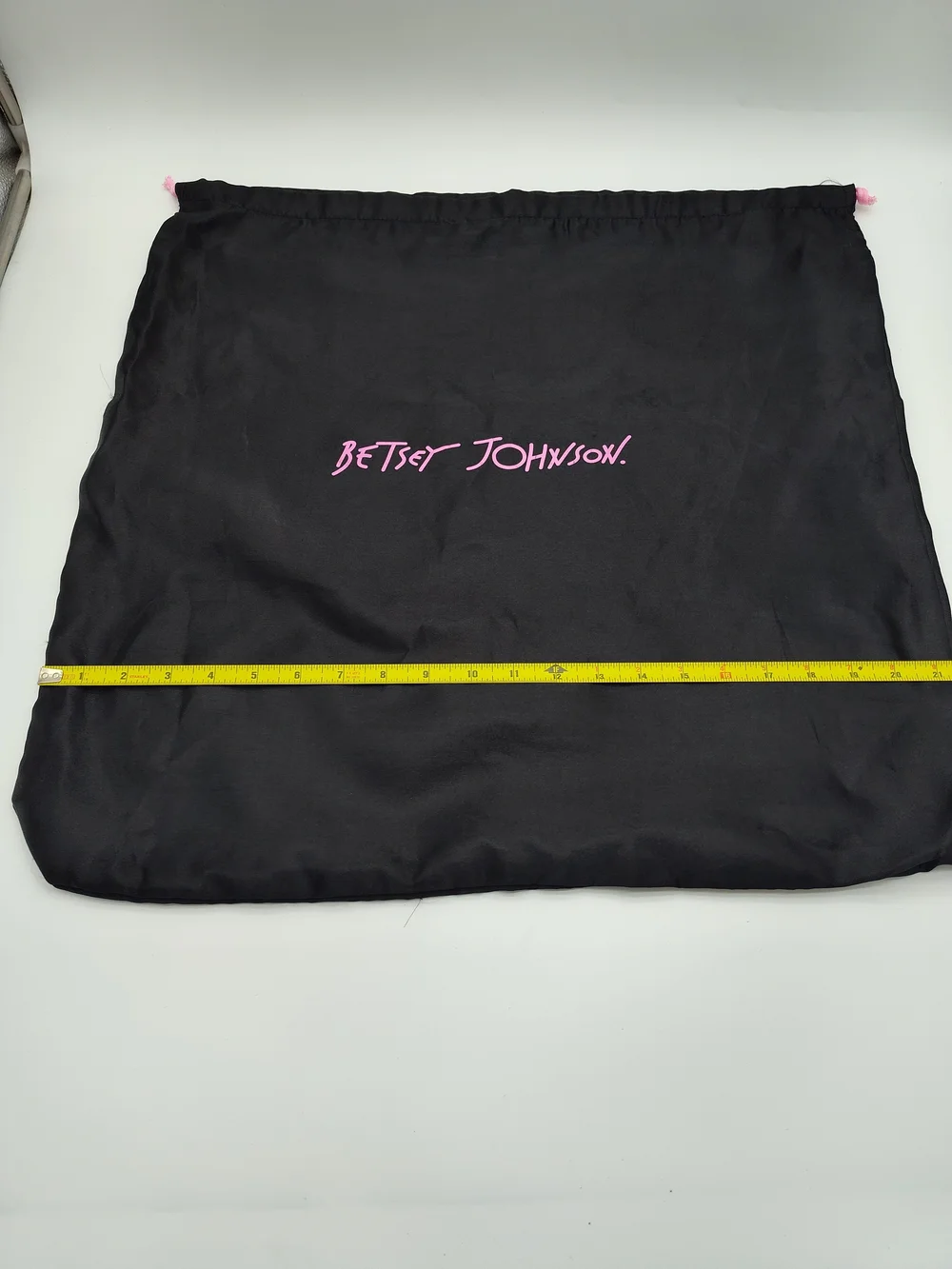 BETSEY JOHNSON Large Black Pink Logo Drawstring Dust Bag Storage Travel 22x21.5